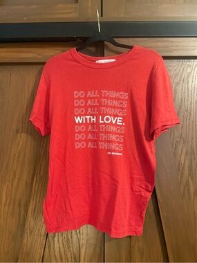 Soul Honey “Do All Things With Love” Graphic Tee Red Sz L OG Quote